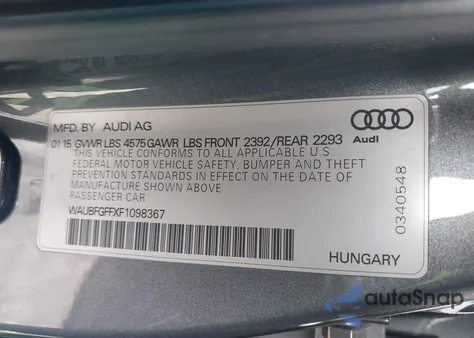 2015 Audi A3 2.0T Premium from USA, damaged, VIN WAUBFGFFXF1098367
